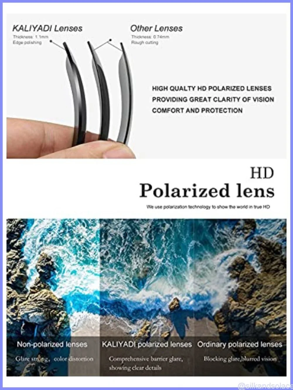 KALIYADI Polarized Sunglasses Semi-Rimless Retro Wrap UV Blocking